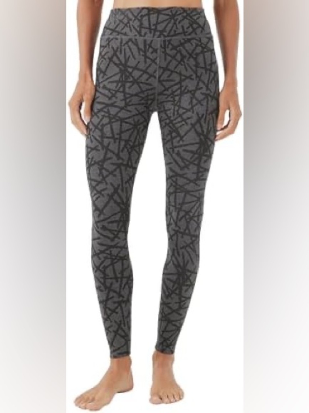 Pact Women's Gray & Black Patterned High-Waist Leggings